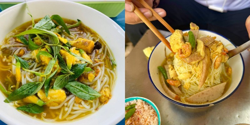 Bún cá Châu Đốc ăn kèm heo quay da giòn